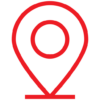 a red and black map pin