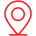 a red and black map pin