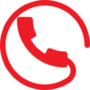 a red phone logo on a black background